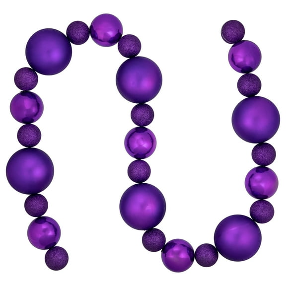 Northlight 6' Purple Shatterproof Ball 3-Finish Christmas Garland