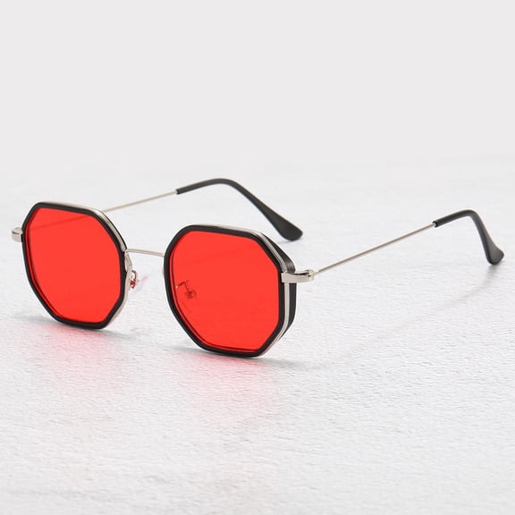 Men's Lightweight Polygon Sunglasses: UV Protection, Small Metal Frame, PC Lenses, Personalized Racket Design, Box Style