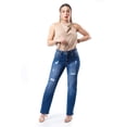 thumbnail image 1 of Jeans recto con rasgaduras / Juvenil, 1576 (Mezclilla tono medio) azul 15, 1 of 3