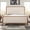 Walnut, variant on Amerlife Queen Solid Wood Platform Bed Frame with 58" Tall Upholstered Headboard, Dark Walnut