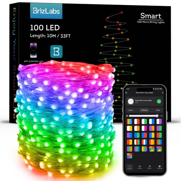 Guirnalda de luces inteligentes BrizLabs de 10 m, 100 LED RGB WiFi con Alexa/Google
