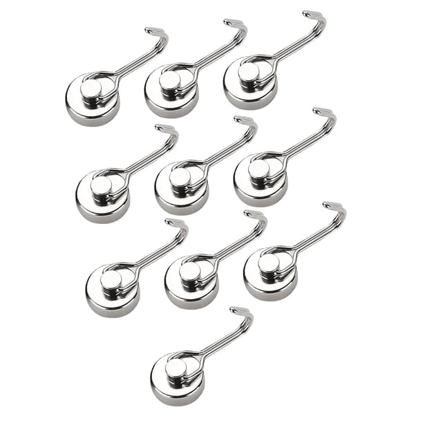 10 piezas de ganchos magnéticos prácticos multifunción duraderos rotación de 360 grados para Plata
