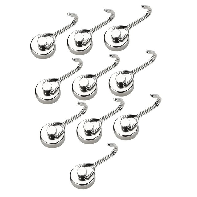 10 ganchos magnéticos duraderos, fáciles de usar, resistentes al desgaste, reutilizables, 360 grados Plata