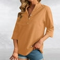 thumbnail image 5 of 3/4 Sleeve Women's Top Casual Loose Round Neck T Shirt Cute Solid Color Long Version Top Loose Tees for Women Short Sleeve Shirt Solid Womens Shirts Tan Raglan Shirt Women Petite Turtleneck Womens, 5 of 5