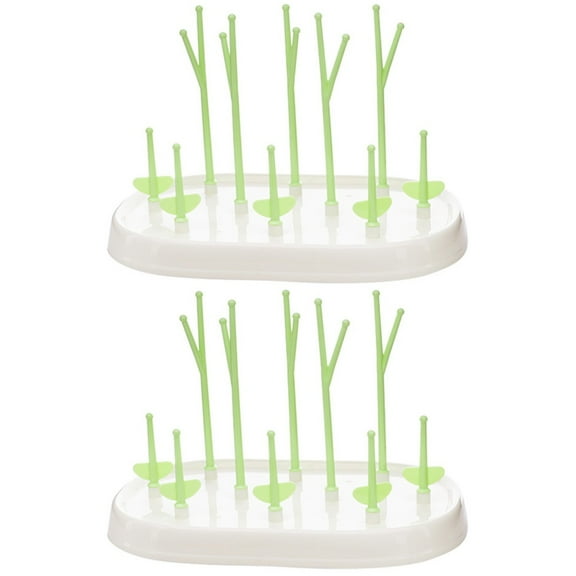 Worgeous 2pcs Multifunction Bottle Drying Rack Tree-shaped Bottle Organizer (Green)