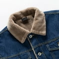 thumbnail image 3 of hopeusnice Men's Winter Warm Denim Jacket with Hood Thick Fleece Jean Trucker Coats Outwear with Pockets Dark Blue M, 3 of 8