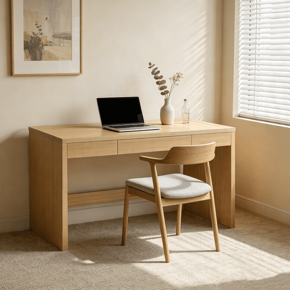 WUSCASA 47" Computer Desk, Modern Wooden Home Office Desk with Drawer Study Writing Table for Home Office