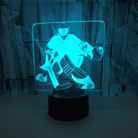 

JUSTUP 3D Ice Hockey Goalie Night Light Touch Table Desk Optical Illusion Lamps 7 Color Changing Lights Home Decoration Xmas Birthday Gift（Style X）