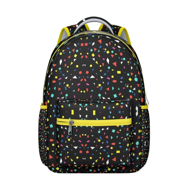 Colorful Polka Dots School Backpack Minimalist Dots and Geometric Pattern Design Fashion Travel Bag for Students