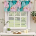 thumbnail image 2 of Teal Pink Marble Curtain Valances for Windows, Kitchen Valance Window Treatments Panel 2 Pack, Abstract Ink Painting Luxury Modern Rod Pocket Short Curtains for Bathroom Bedroom 42 x 18 Inch, 2 of 8