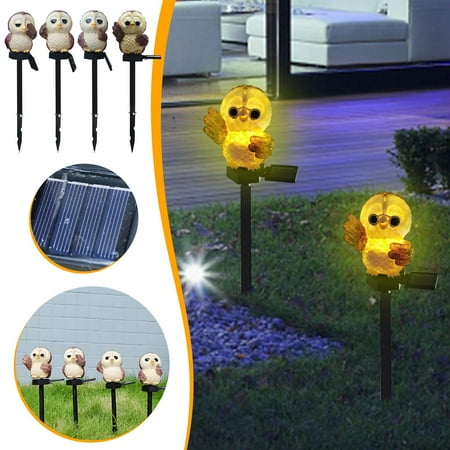 

4PC Solar Outdoor Garden Light Garden Owl LED Decorative Ground Plug Light