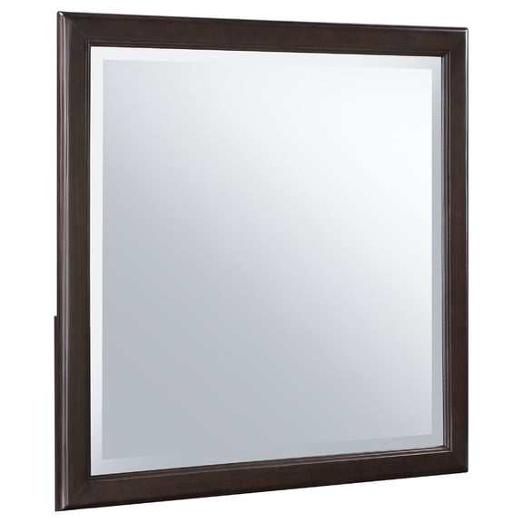 Benjara Amber Dresser Mirror, Brown Wood Frame, Beveled Mirror Glass, 38 Inch