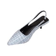 thumbnail image 2 of Xdegoge Slingback Heels for Women Closed Toe Pointed Pumps Plaid Pattern Metallic Hardware Accent Kitten Heels Dressy Party Shoes, 2 of 9