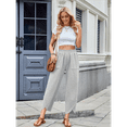 thumbnail image 4 of Women Baggy Wide Leg Pants Casual Elastic Waisted Palazzo Harem Pants with Pockets Light Gray S, 4 of 7