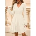 thumbnail image 3 of PRETTYGARDEN Womens Sweater Dress Fall Long Sleeve V Neck A Line Fit and Flare Ribbed Knit Short Dresses Winter Outfits, 3 of 7