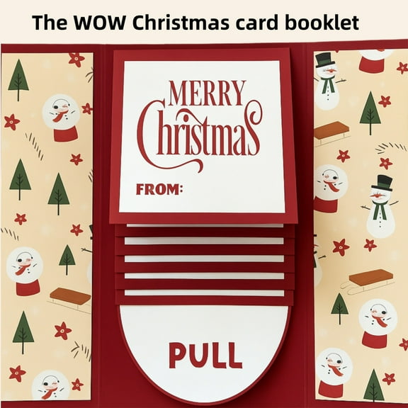 Fwttom Christmas 3D Cards - Xmas Scene Greeting Cards Merry Christmas Happy Birthday for Mom, Wife, Sister, Boys, Girls, Friends 1 Pack