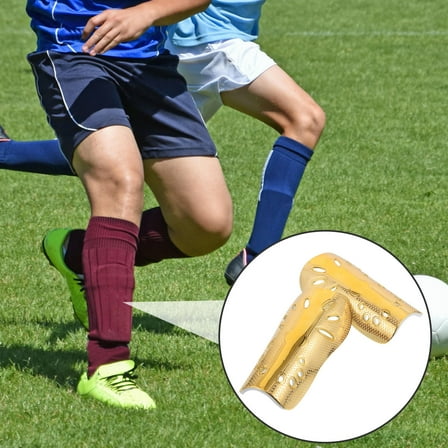 PTOOTP Golden Plastic Soccer Shin Guards Ergonomic Design for Protection 1Pair