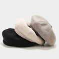 thumbnail image 4 of CoCopeanut Topi Baret Musim Dingin untuk Wanita Baret Warna Solid Beanies Wanita Mode Gadis Musim Gugur Hangat Gorros Topi Wanita Gadis Artis Perancis, 4 of 6