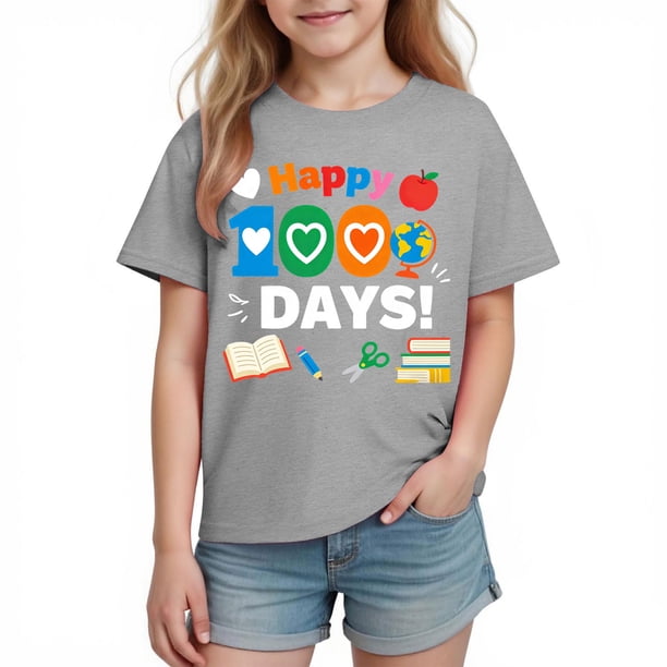 Tops de Manga Corta Linda con Impresión Gráfica Linda para Niños Niños Y Niñas, Camiseta Casual de la Temporada Escolar, Tela Transpirable Suave