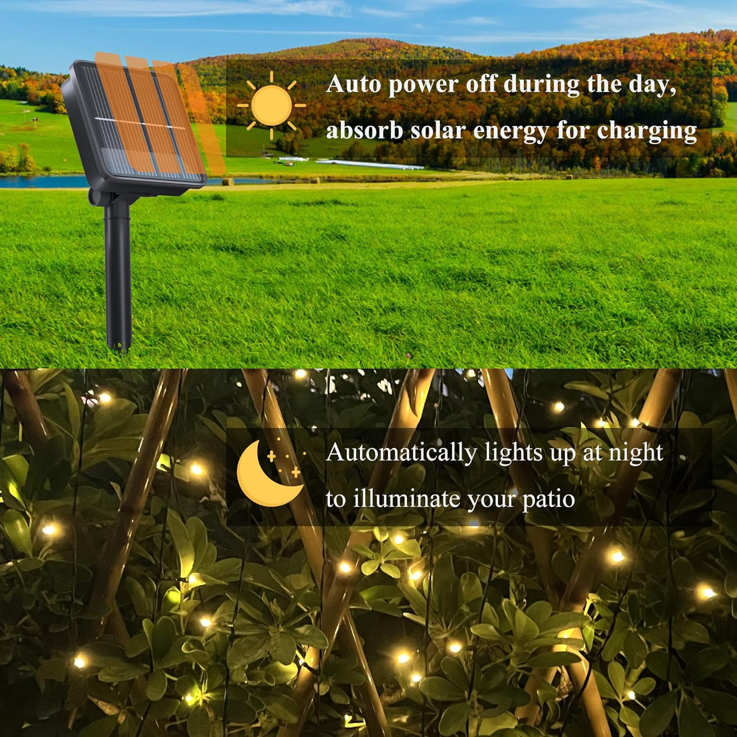 Pack of 4 100 LED Warm White Outdoor Solar String lights for Garden Wedding Party Lamps