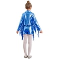 thumbnail image 3 of Doomiva Kids Girls Long Sleeve Shiny Fringe Crop Jacket Top and Metallic Tassel Shorts Sparkly Dance Streetwear Blue 6, 3 of 6
