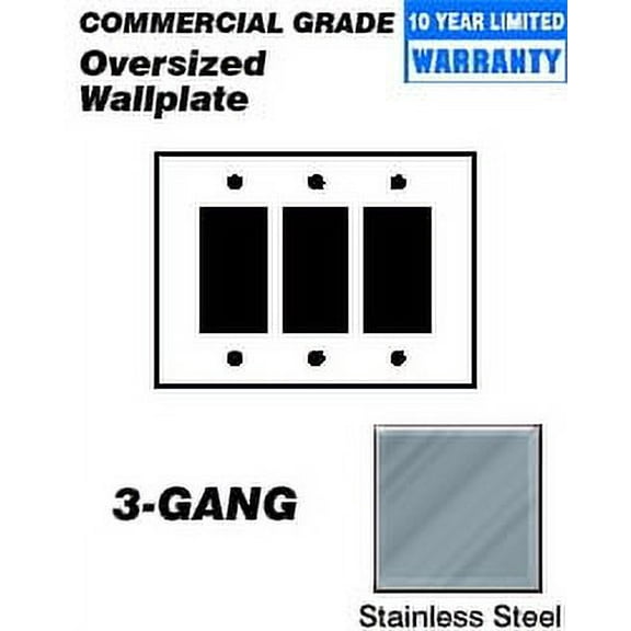 Leviton SO263 3-Gang Decora 302 SS Oversized Wallplate