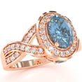 thumbnail image 2 of Three Stone Blue Topaz Diamond Peekaboo Halo Engagement Ring In 14k Rose Gold, 2 of 6