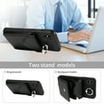 thumbnail image 4 of for iPhone XS Max PU Leather Back + TPU Frame Rugged Case, Classic 360 Rotating Ring Kickstand Card Slots Shoulder Strap Drop Protective Slim Fit Shockproof Phone Case Cover, Black, 4 of 12