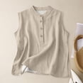 thumbnail image 2 of Linen Tank Tops for Women Sleeveless Cotton Tops Sleeveless Tops for Women Yoga Tank Tops Linen Cami High Neck Tank Tops Loose Fit Camisole Ribbed Tank Tops Beige L, 2 of 3