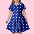 thumbnail image 2 of Glisme Girls Dresses Children'S Fashion Polka Dot Print Slim Short Sleeved Dress Blue Sundress Size 8-9 Years, 2 of 4