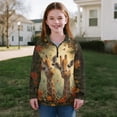 thumbnail image 5 of COEQINE Girls Quarter Zip Sweatshirt Tops, Long Sleeve Loose Fit Sweatshirt Pullover, Printed Fashion Top for Kids Teens Ages 11-12 Machine Wash, Giraffe Flower Green, 5 of 7