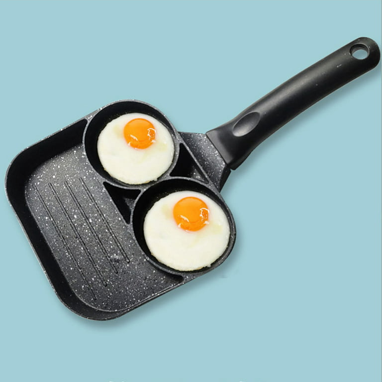 Zerodis 3 in 1 Frying Pan, Aluminum Alloy Partitioned Non Stick 3 Section  Divided Breakfast Pan Grill Pan Partitioned Multifunction Kitchen Egg Pan