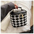 thumbnail image 1 of Cosmetic Bucket Bags for Women Fashion Vintage Checkerboard Printed Carry on Makeup Bag Portable Large Toiletries Pouch, 1 of 2