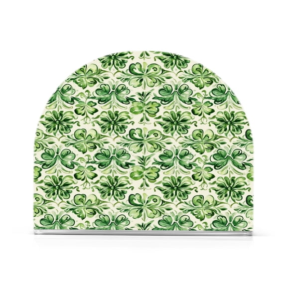 WOBOGO St Patricks Green Cloverleaf Pattern Clear Acrylic Napkin Holder Kitchen Tissue Face Towel Cocktail Rack Bar Restaurant Dinner Paper Dispenser