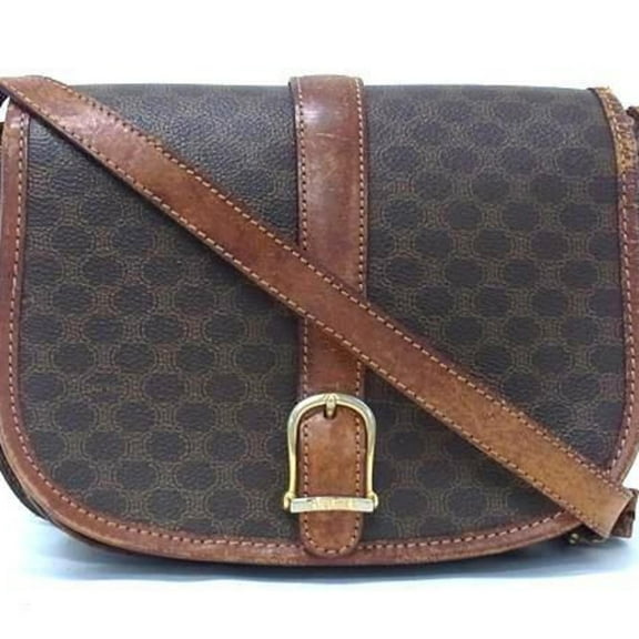 Pre-Owned CELINE Macadam Shoulder Bag - Brown Leather for Men and Women