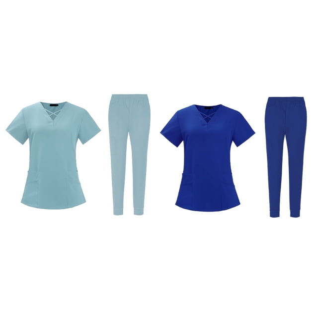 Enfermería Scrub Set Top Pantalones Transpirable Trabajo Uniforme para Enfermera Yoga Jogger