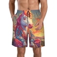 thumbnail image 2 of Uemuo Meditating Cute Horse Pattern Men's Swim Trunks Hawaiian Beach Bathing Suit Swimsuits Beach Quick-Dry Shorts with Pockets-Large, 2 of 9