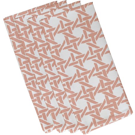 Simply Daisy  19 x 19 inch  Rattan Geometric  Geometric Print Napkin (set of 4)  Orange