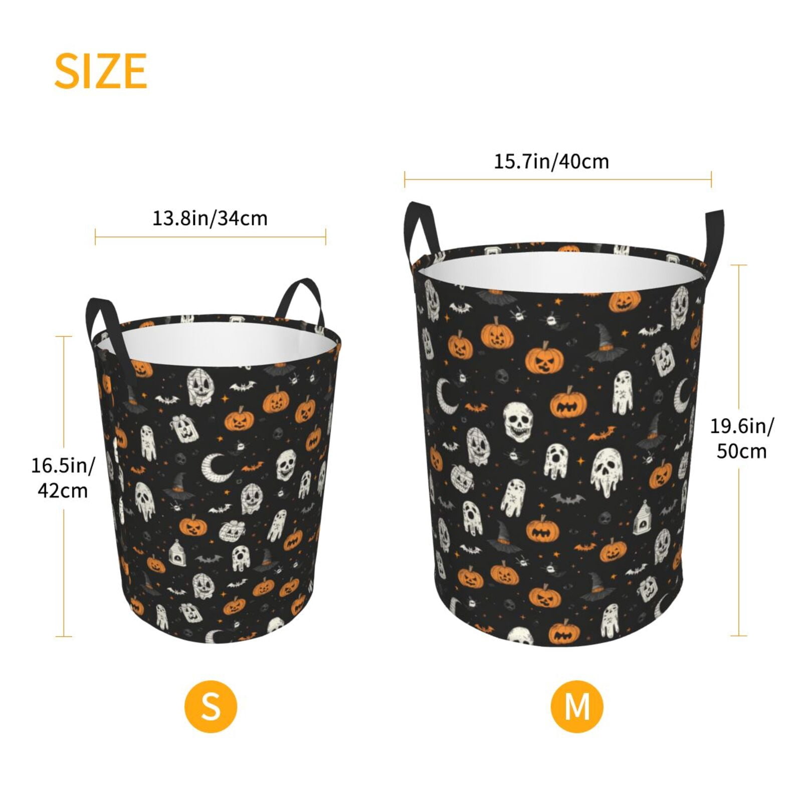 Large Laundry Basket with Handles - halloween elements Kids Baby Dirty Clothes Laundry Hamper for Bedroom Aesthetic