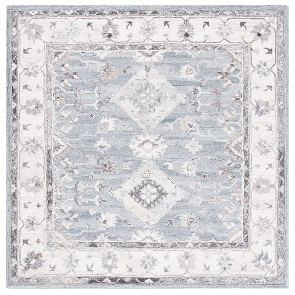 SAFAVIEH Suzani Milka Oriental Area Rug, Grey/Ivory, 6' x 6' Square