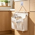 thumbnail image 5 of Wall Hanging Storage Bag,Large Capacity Multi-Pocket Canvas Wall Organizer for Over The Door | Closet Storage Pouch with Hang Rope | Perfect for Bathroom Kitchen & Bedroom,White, 5 of 7