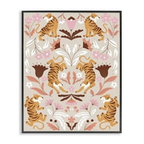 Stupell Industries Mirrored Boho Tigers Animals Painting Black Framed Art Print Wall Art, 24 x 30