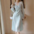 thumbnail image 3 of Kureaily Ladies Can Wear Long Casual Nightgown Home Wear With Net Lace And Breast Pads Casual Sleepwear, 3 of 6