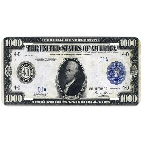 Old 1000 Dollar Novelty Car Auto License Plate
