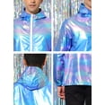 thumbnail image 6 of INSPIRE CHIC Men's Jacket Metallic Zip up Hooded Lightweight Holographic Shiny Jackets M Blue Purple, 6 of 7