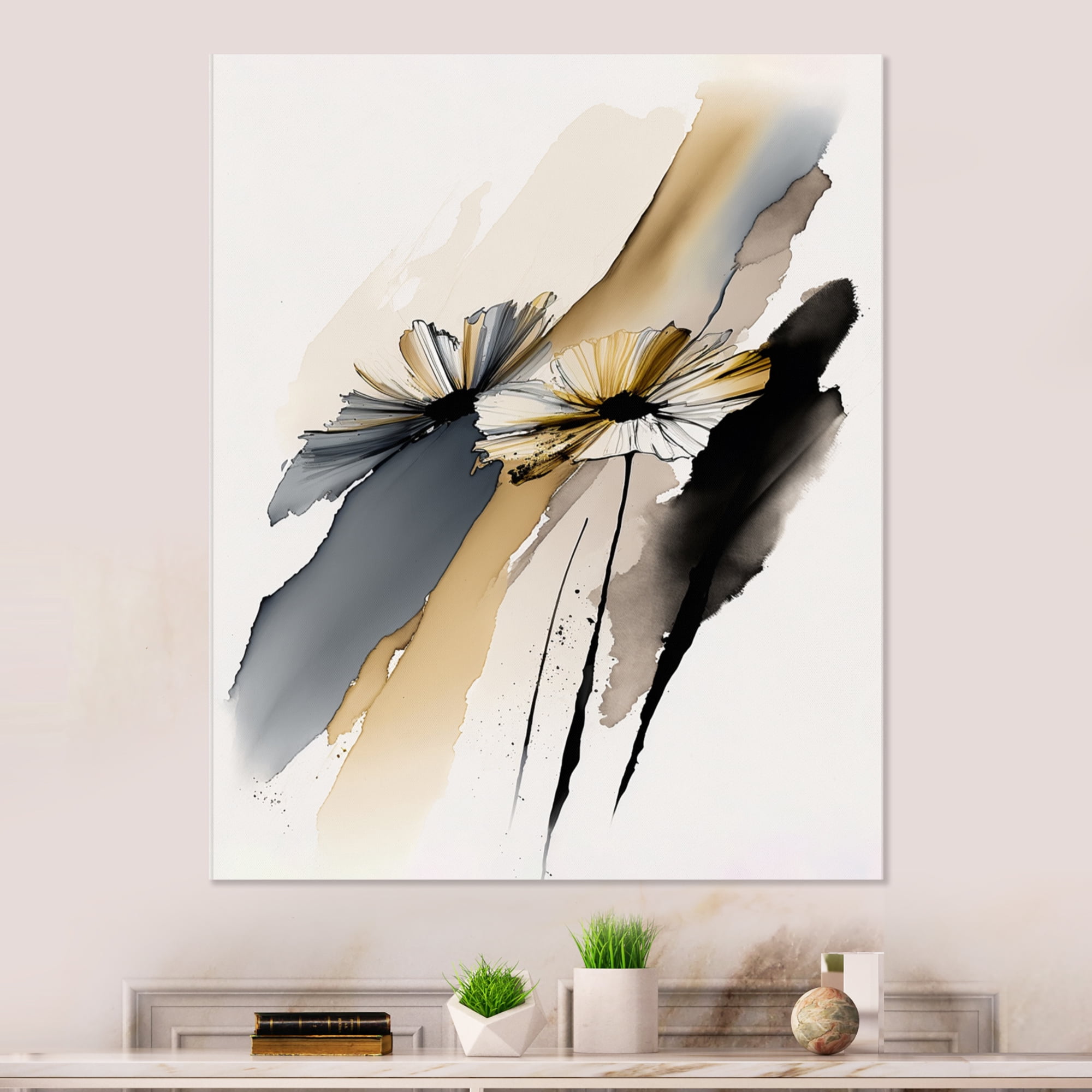 Designart Multicolor Gerbera Hyperrealistic Flowers IV Canvas Wall Art