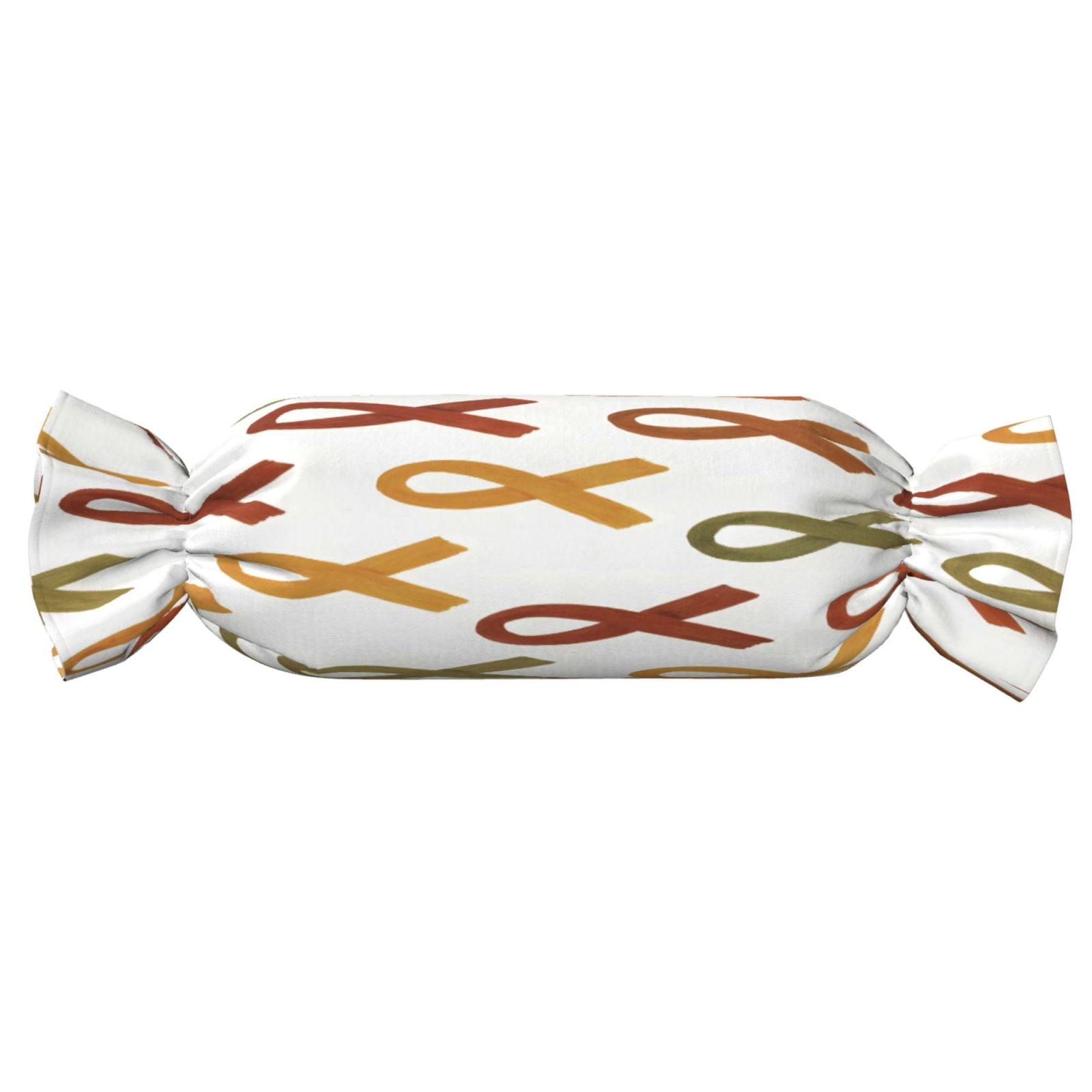 Candy Throw Pillow Travel Cervical Pillow Cylindrical Neck Body Cushion With Insert For Bed Couch Home Decor 9.8x24.4in Cancer Awareness Ribbon Pattern - Earth Tones