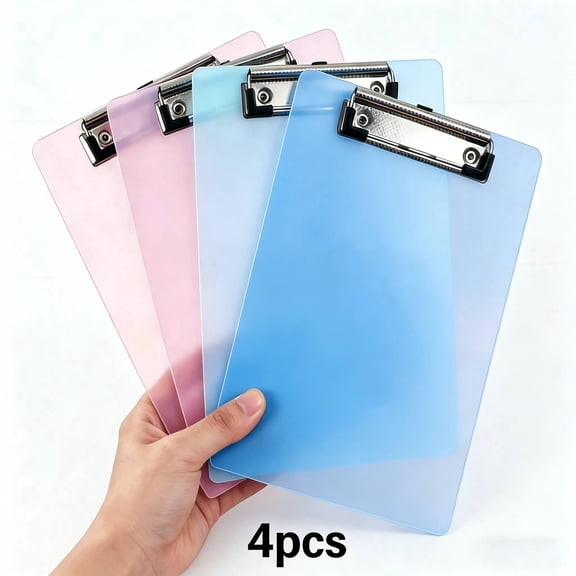 Hakimiyad 4-Pack Colorful Plastic Clipboards, Letter Size (8.5x11 inch), Lightweight & Sturdy Clip Boards for School, Office, Home, Nursing - Assorted Colors (Blue, Green, Purple, Pink)
