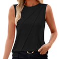 thumbnail image 2 of Fanxing Black High Neck Tank Tops for Women S Loose Fit Sleeveless Top Summer Clothes Front Pleated Camis （Women's S-2XL), 2 of 8