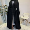 thumbnail image 2 of Women Fashionable And Elegant Solid Color Beaded Lace Up Cardigan Robe, 2 of 2